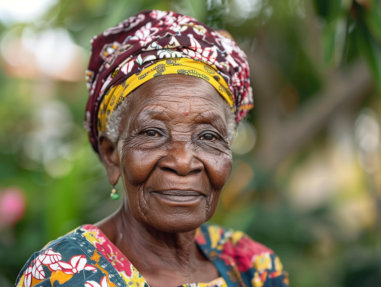 Happy elderly woman